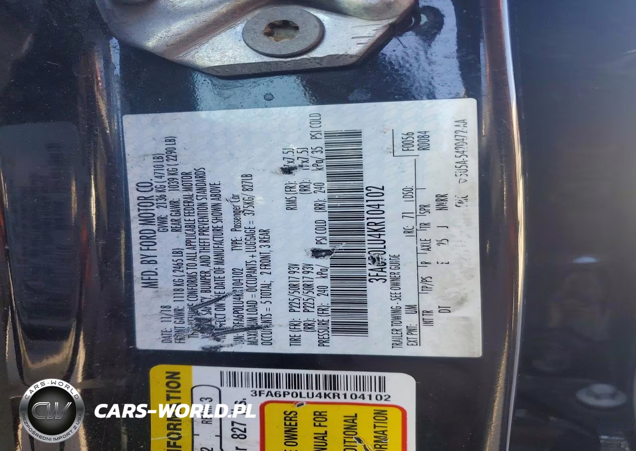2019 Ford Fusion Se VIN:3FA6P0LU4KR104102 - 12