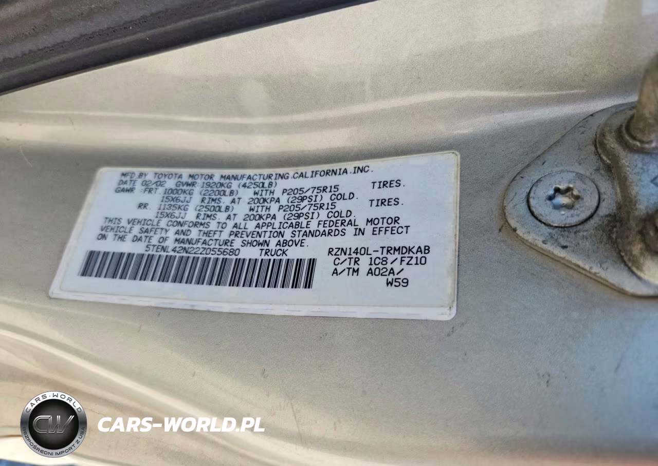 2002 Toyota Tacoma Base VIN:5TENL42N22Z055680 - 12
