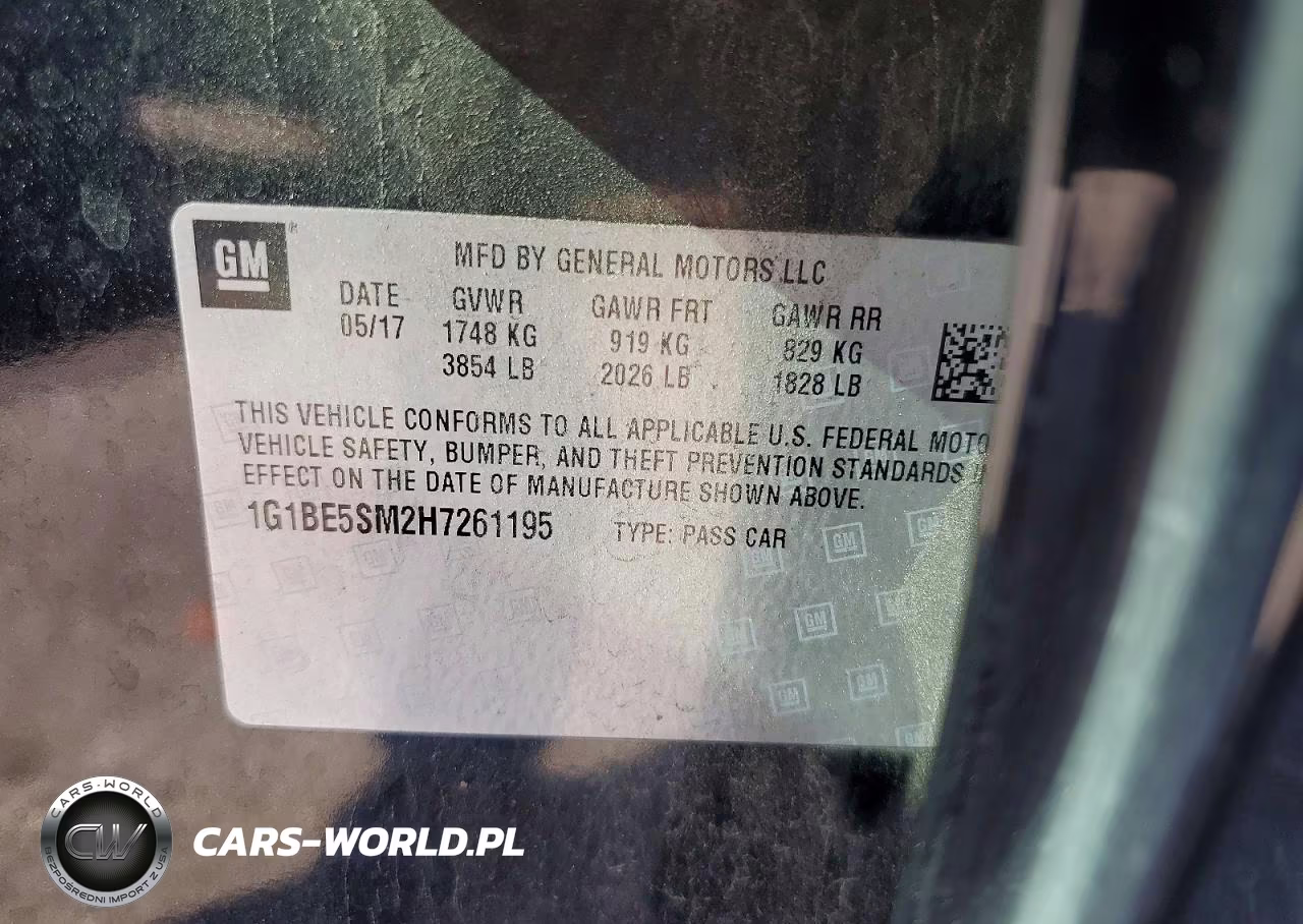 2017 Chevrolet Cruze Lt VIN:1G1BE5SM2H7261195 - 12