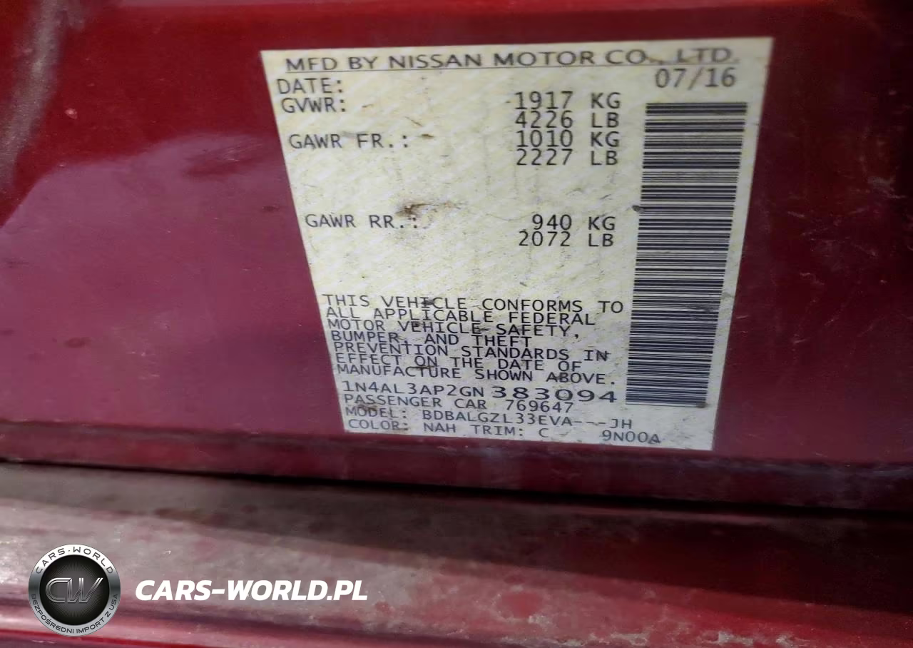 2016 Nissan Altima 2.5 S VIN:1N4AL3AP2GN383094 - 12