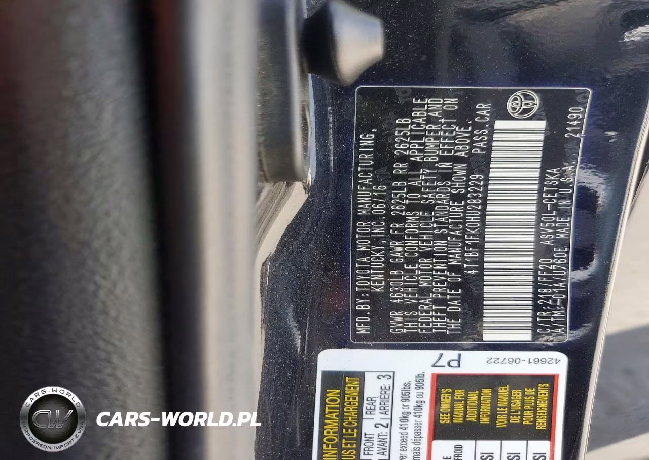 2017 Toyota Camry Se VIN:4T1BF1FK0HU283229 - 12