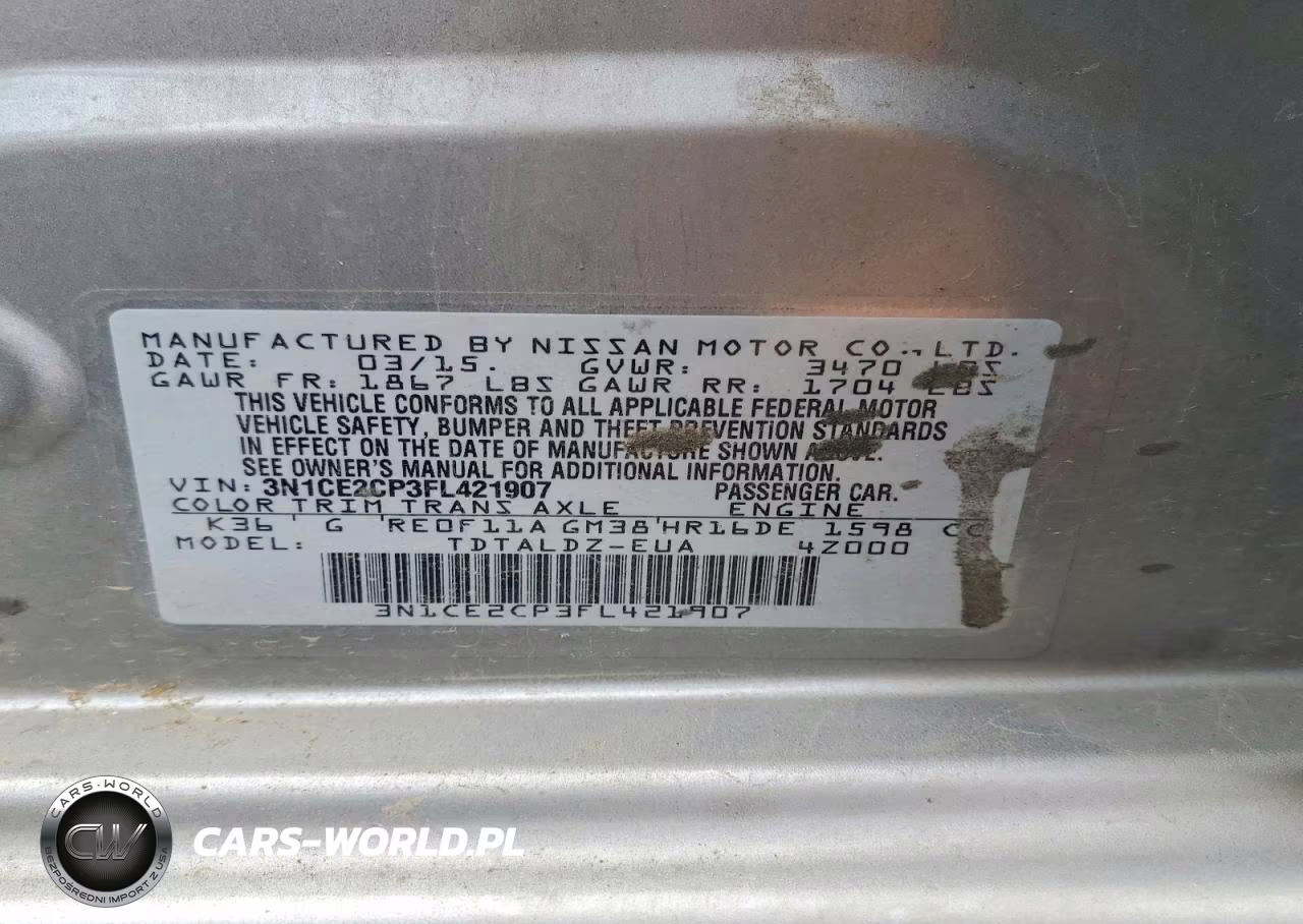 2015 Nissan Versa Note Sv VIN:3N1CE2CP3FL421907 - 12