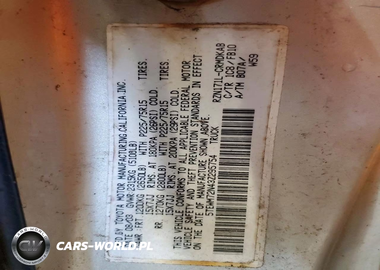 2003 Toyota Tacoma Xtracab VIN:5TEWM72N43Z295754 - 12