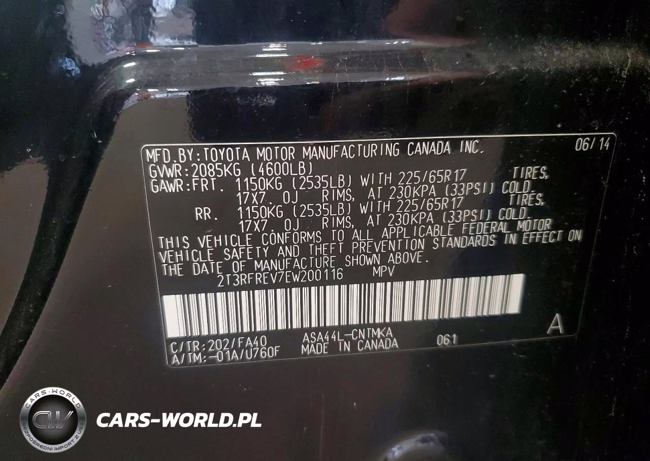 2014 Toyota Rav4 Xle VIN:2T3RFREV7EW200116 - 13