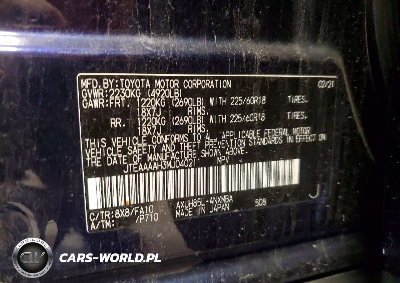 2021 Toyota Venza Le VIN:JTEAAAAH3MJ040211 - 13
