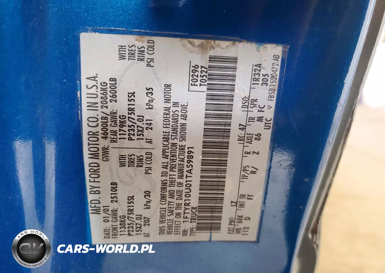 2001 Ford Ranger VIN:1FTYR10U01TA59891 - 12