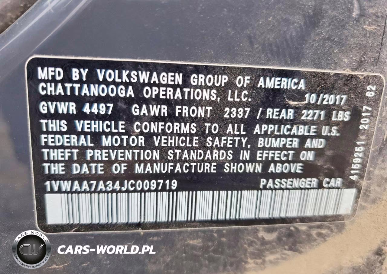 2018 Volkswagen Passat S VIN:1VWAA7A34JC009719 - 12