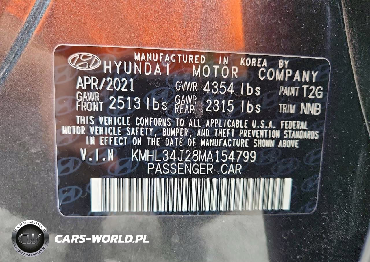 2021 Hyundai Sonata Limited VIN:KMHL34J28MA154799 - 12