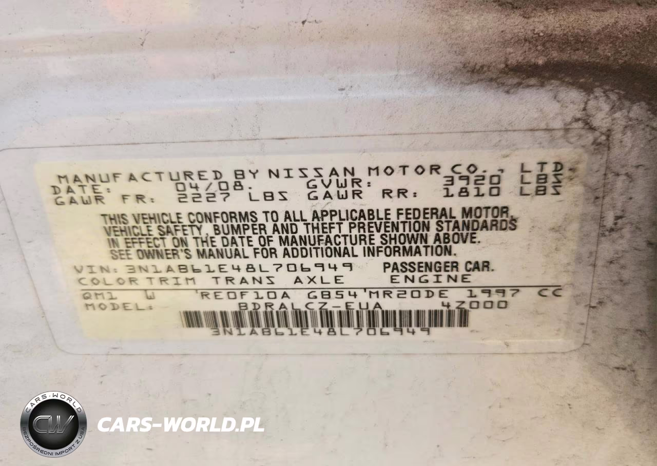 2008 Nissan Sentra 2.0 VIN:3N1AB61E48L706949 - 12