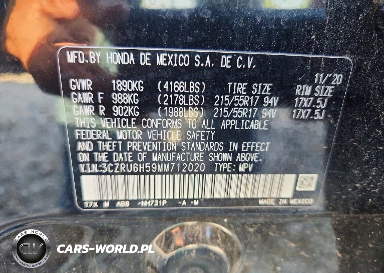2021 Honda Hr-V Ex VIN:3CZRU6H59MM712020 - 14
