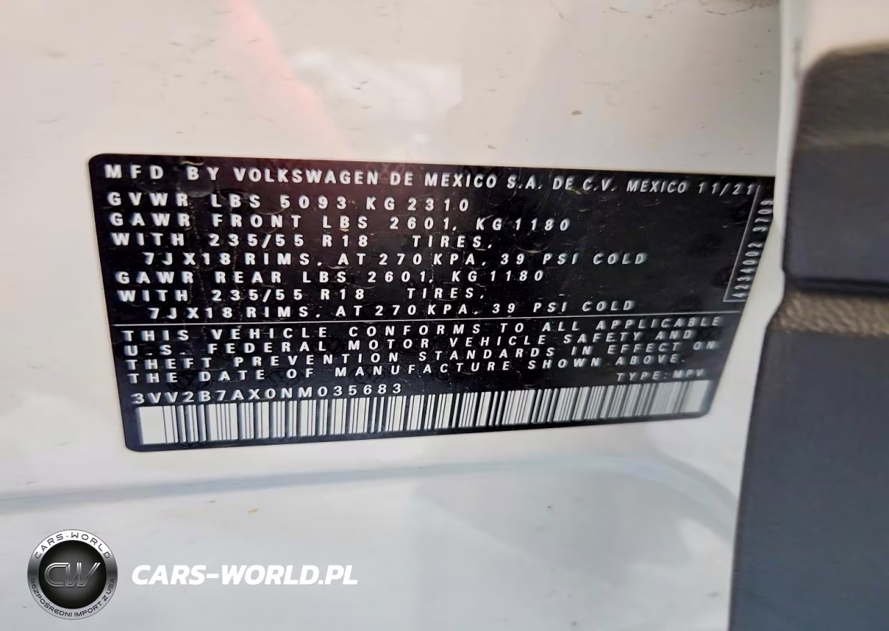 2022 Volkswagen Tiguan Se VIN:3VV2B7AX0NM035683 - 13