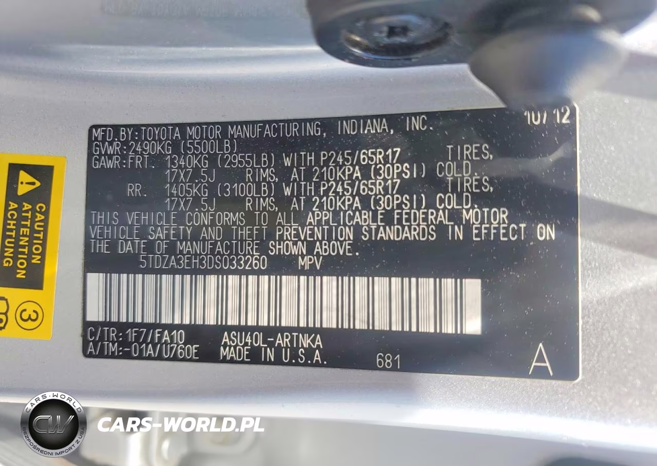 2013 Toyota Highlander VIN:5TDZA3EH3DS033260 - 13