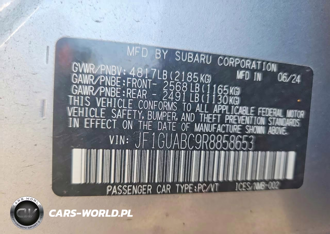 2024 SUBARU IMPREZA BASE 5-DOOR VIN:JF1GUABC9R8858653 - 13