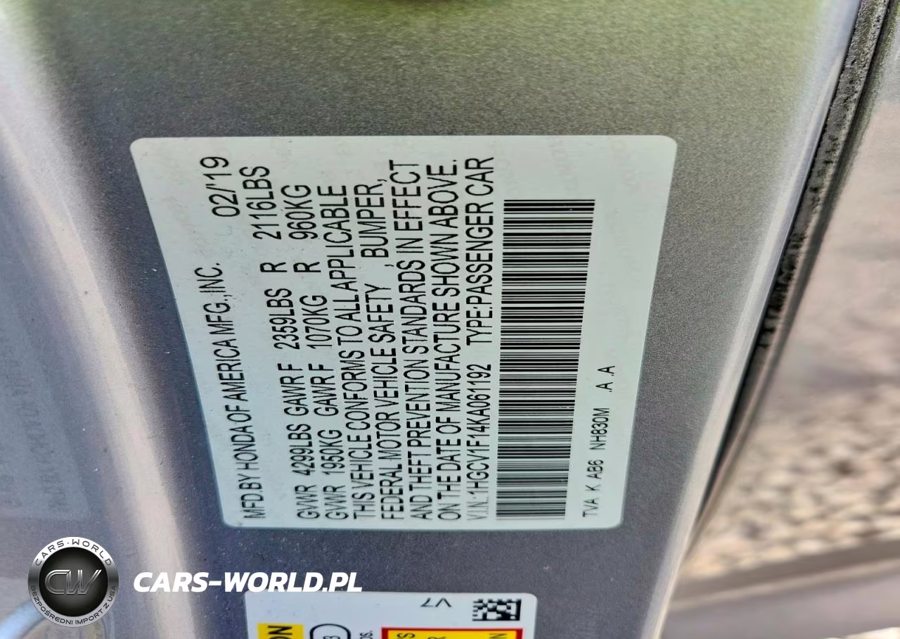 2019 Honda Accord Lx VIN:1HGCV1F14KA061192 - 13