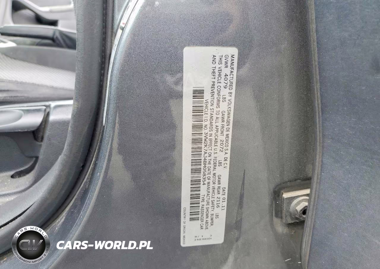 2011 Volkswagen Jetta Base VIN:3VW2K7AJ4BM058354 - 12