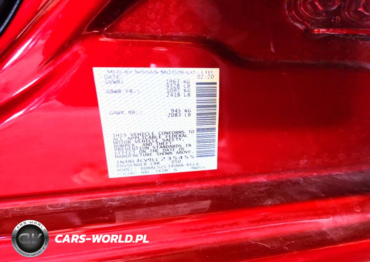 2020 Nissan Altima Sr VIN:1N4BL4CV9LC235455 - 12