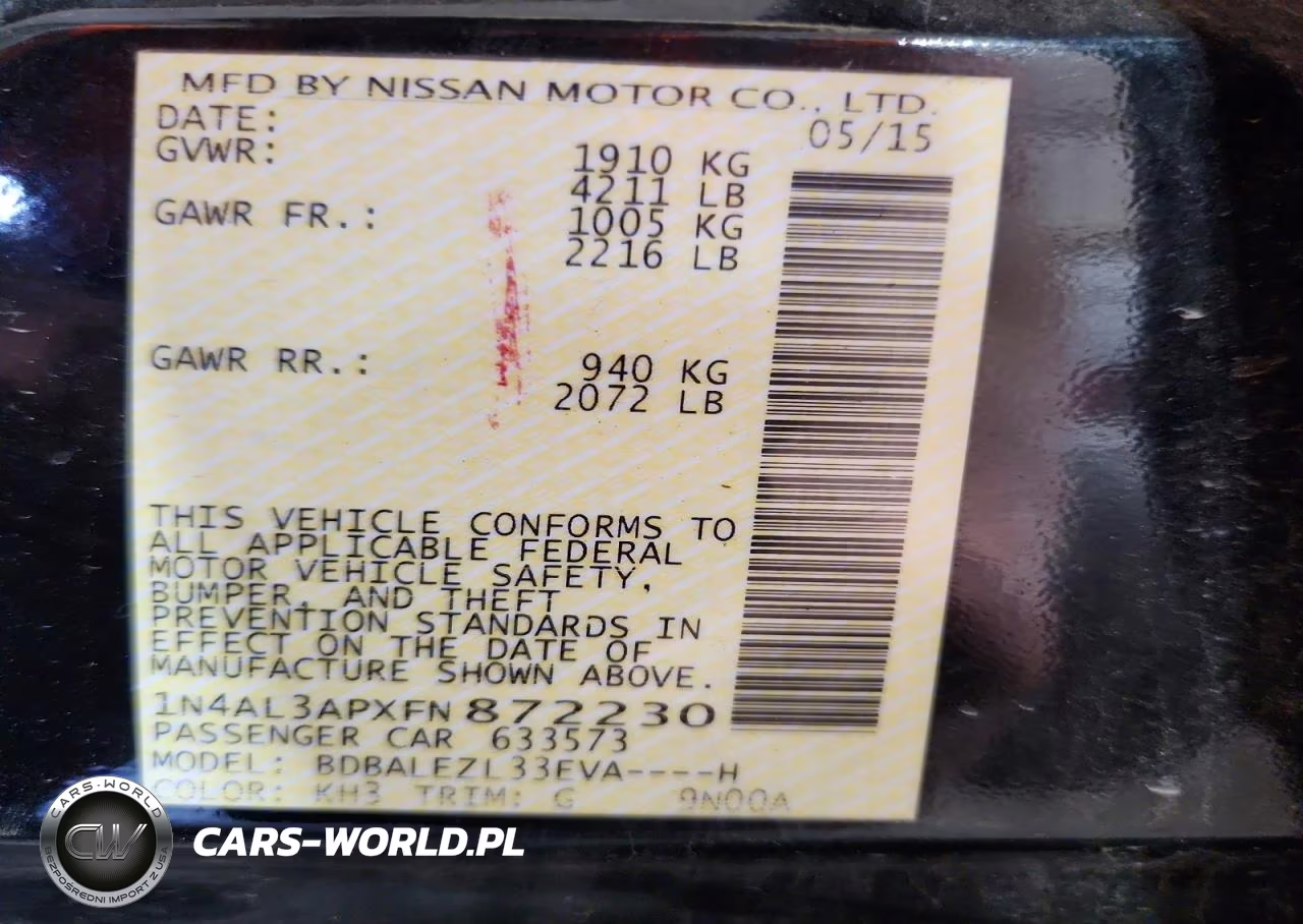2015 Nissan Altima 2.5 S VIN:1N4AL3APXFN872230 - 13