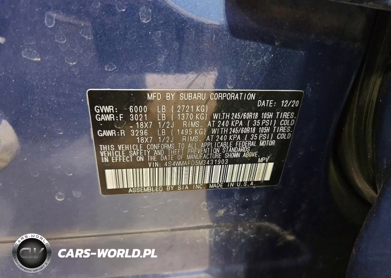 2021 Subaru Ascent Premium VIN:4S4WMAFD5M3431903 - 14