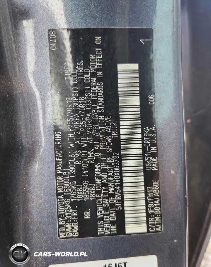 2008 Toyota Tundra Grade VIN:5TFRV54148X063792 - 12