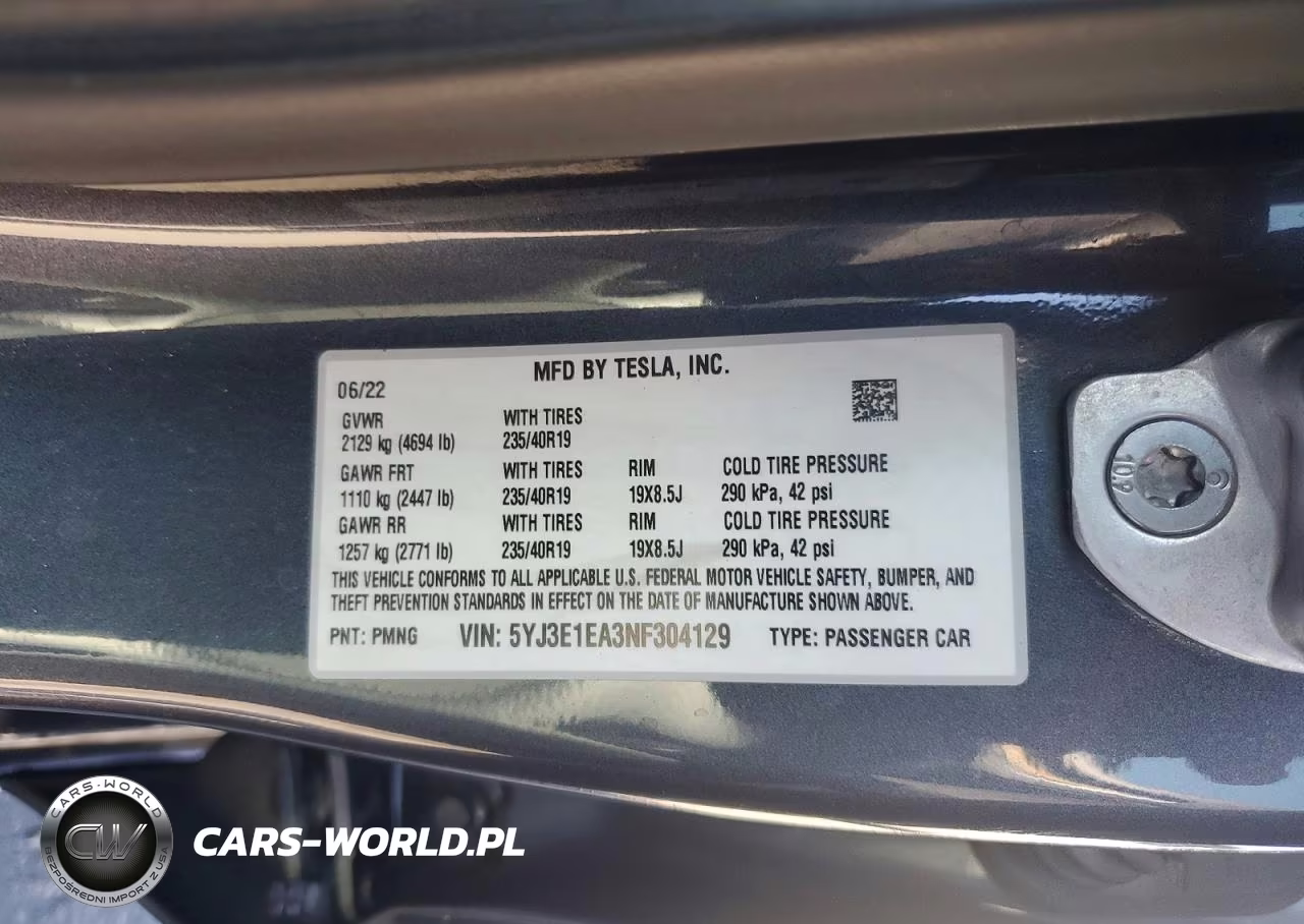 2022 Tesla Model 3 VIN:5YJ3E1EA3NF304129 - 12