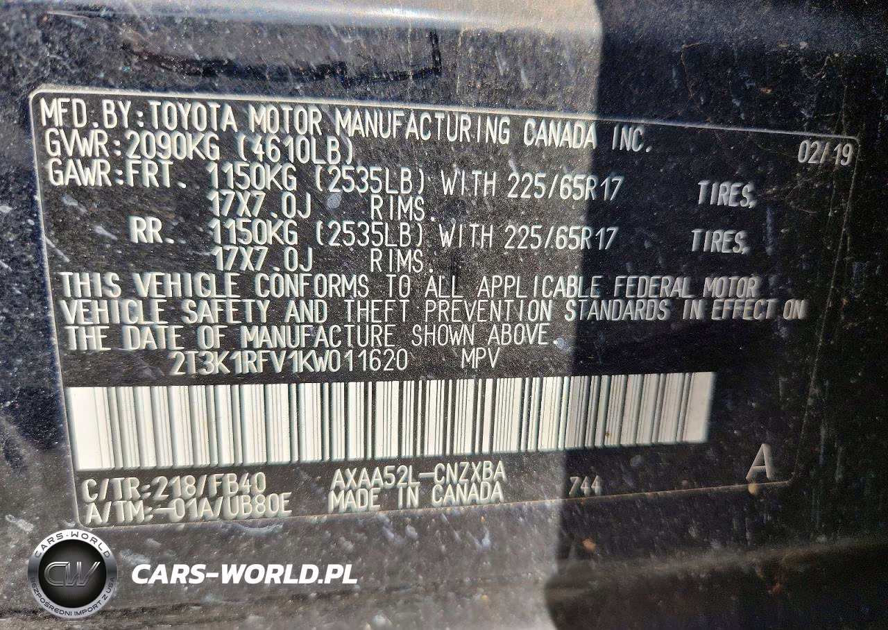 2019 Toyota Rav4 Le VIN:2T3K1RFV1KW011620 - 14