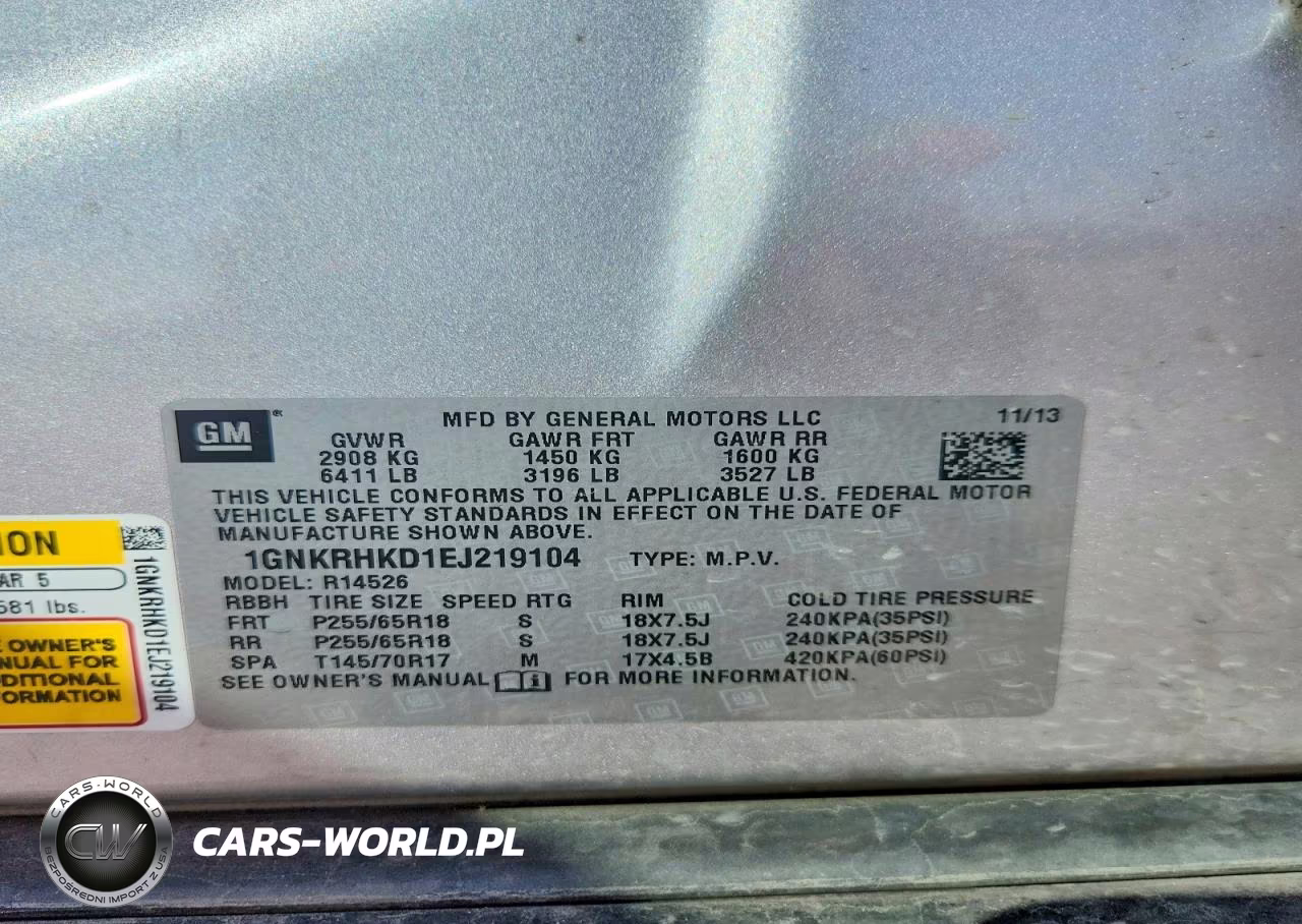 2014 Chevrolet Traverse Lt VIN:1GNKRHKD1EJ219104 - 13