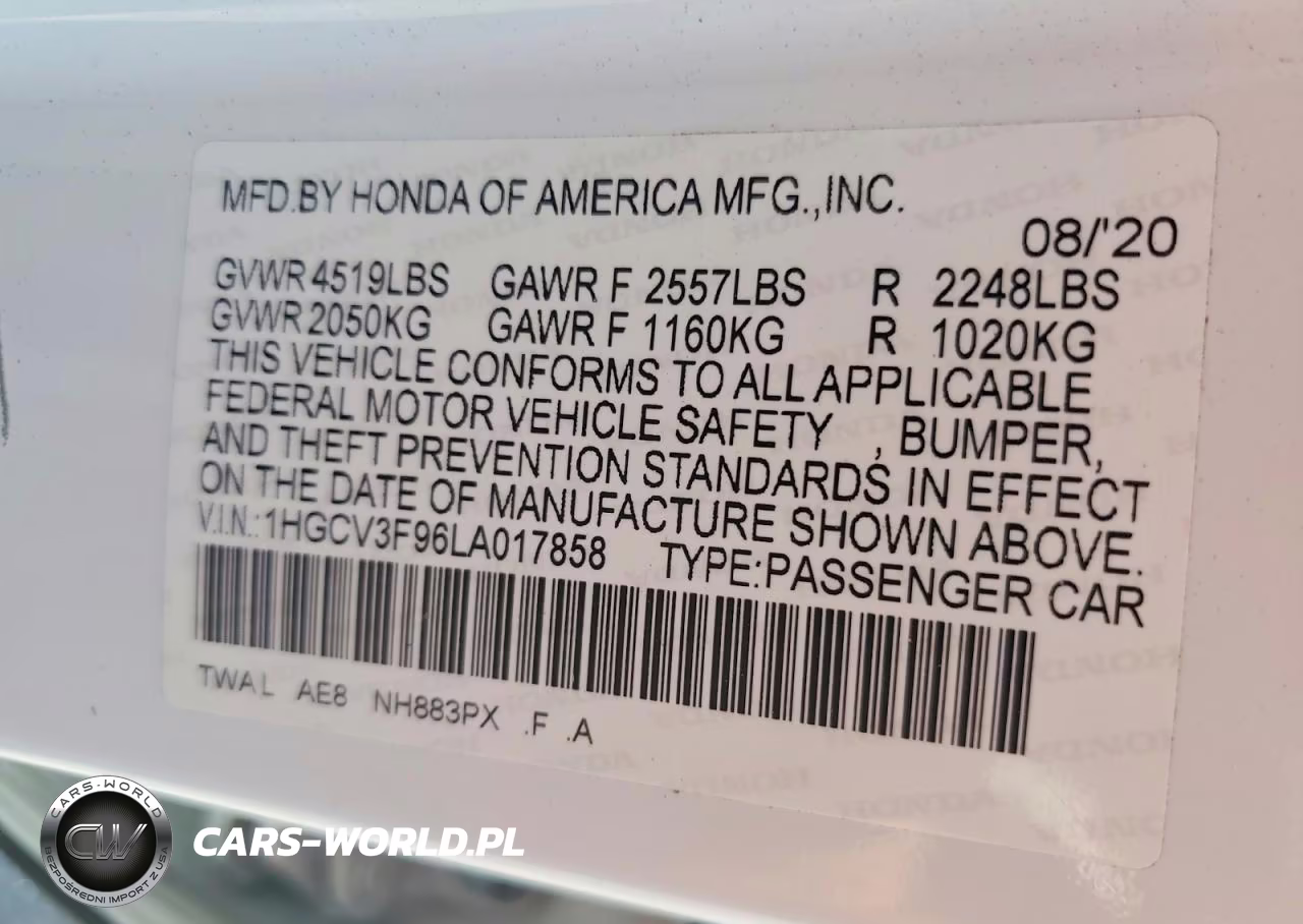 2020 Honda Accord Touring Hybrid VIN:1HGCV3F96LA017858 - 12