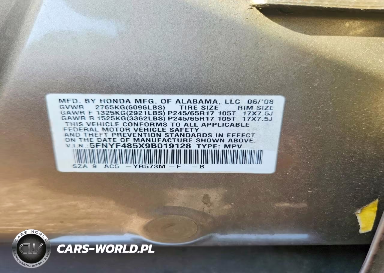 2009 Honda Pilot Exl VIN:5FNYF485X9B019128 - 13