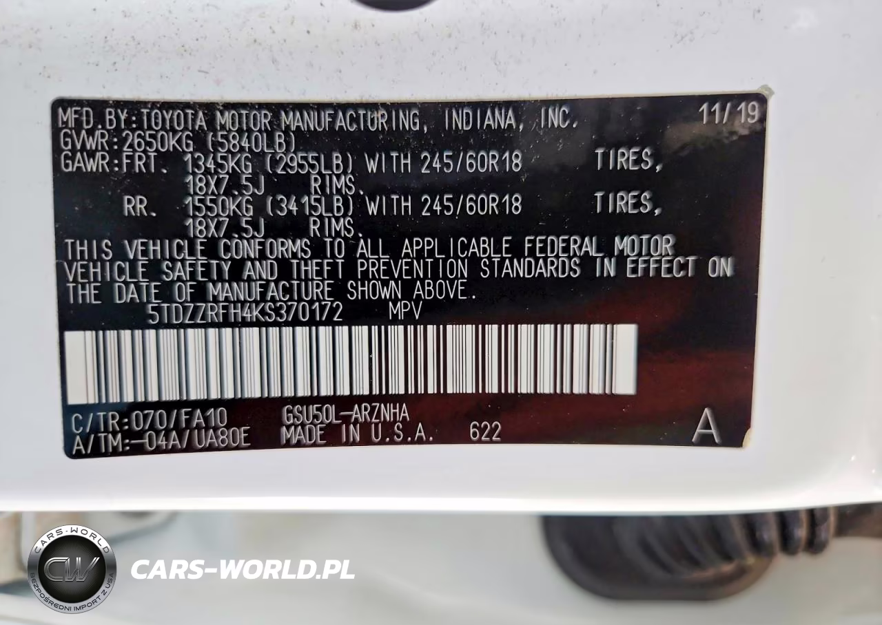 2019 Toyota Highlander Le Plus VIN:5TDZZRFH4KS370172 - 13
