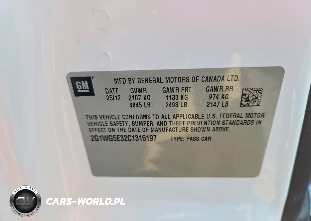 2012 Chevrolet Impala Lt VIN:2G1WG5E32C1316197 - 12