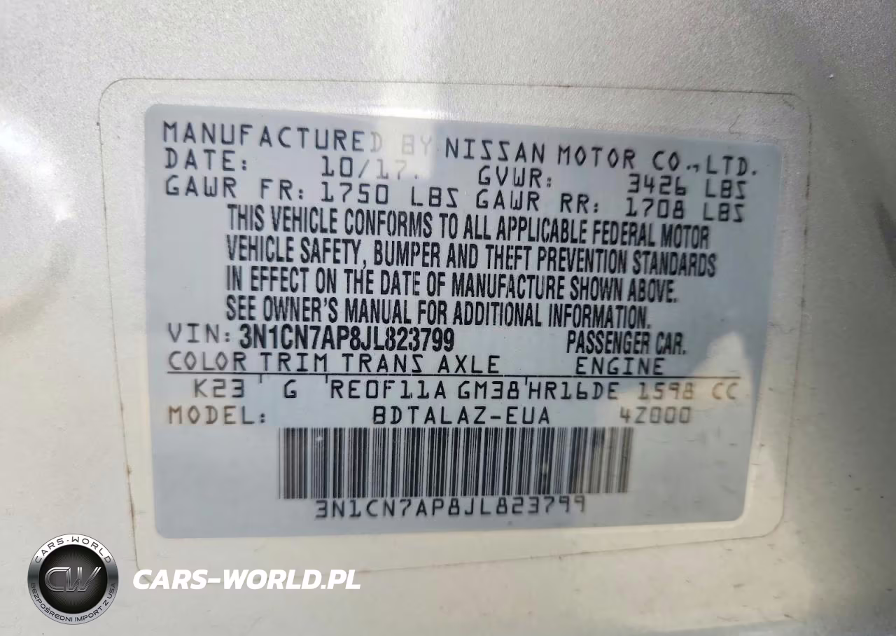 2018 Nissan Versa S Plus VIN:3N1CN7AP8JL823799 - 13