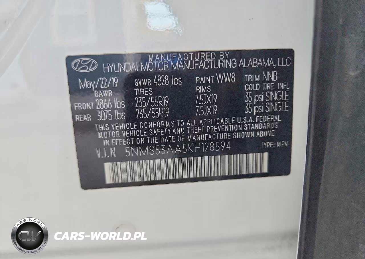 2019 Hyundai Santa Fe Limited 2.0T VIN:5NMS53AA5KH128594 - 13