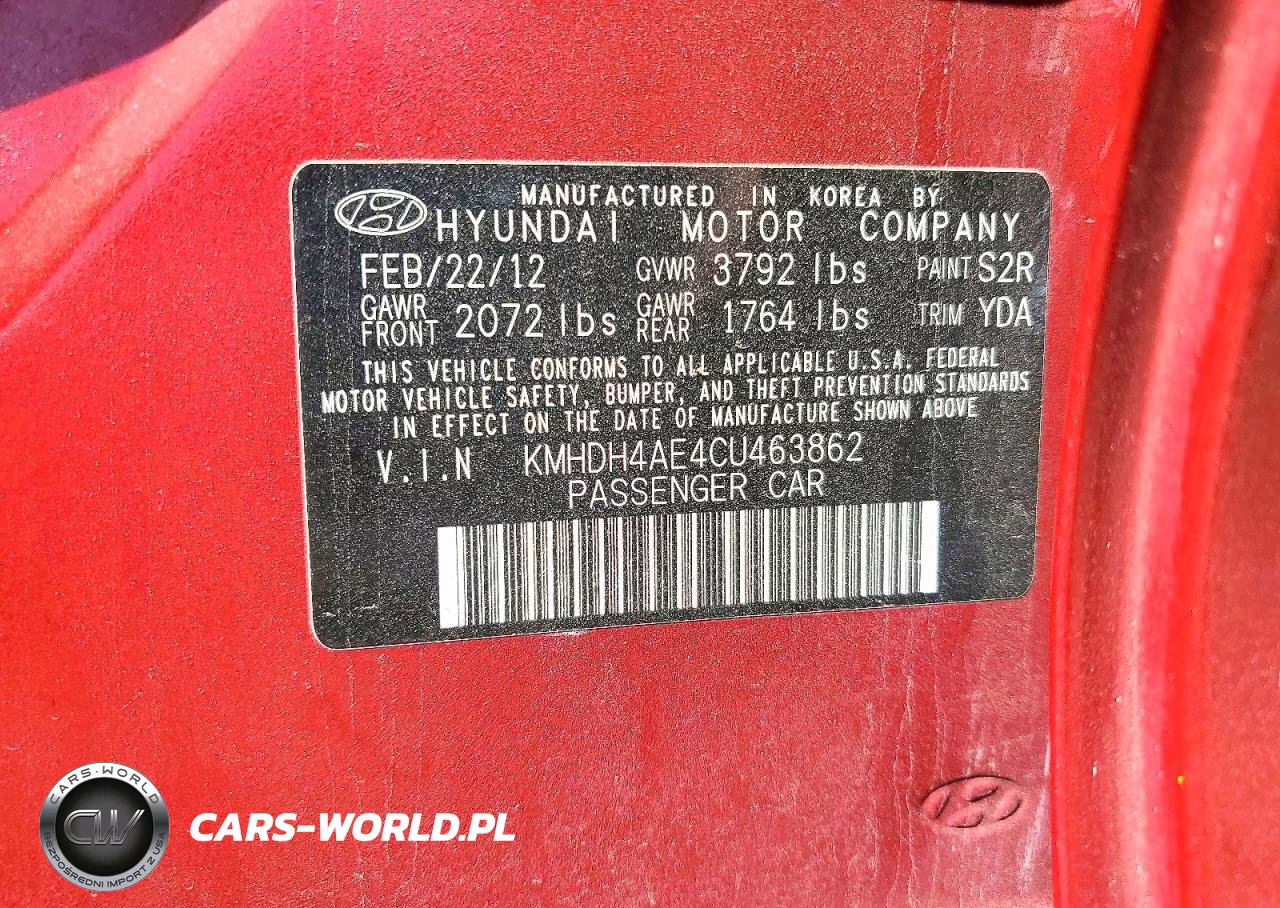 2012 Hyundai Elantra Limited VIN:KMHDH4AE4CU463862 - 12
