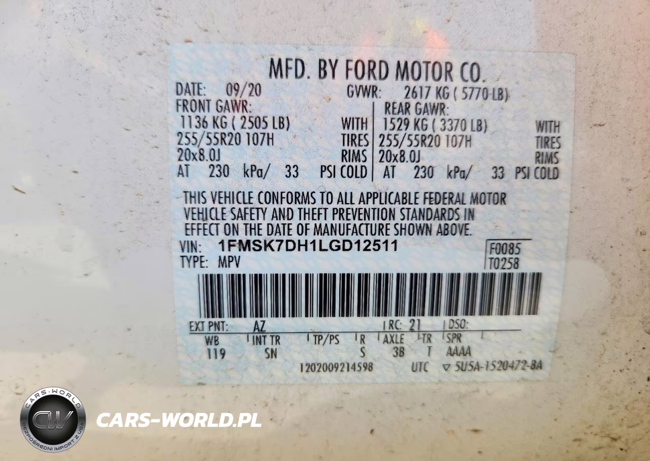 2020 Ford Explorer Xlt VIN:1FMSK7DH1LGD12511 - 13