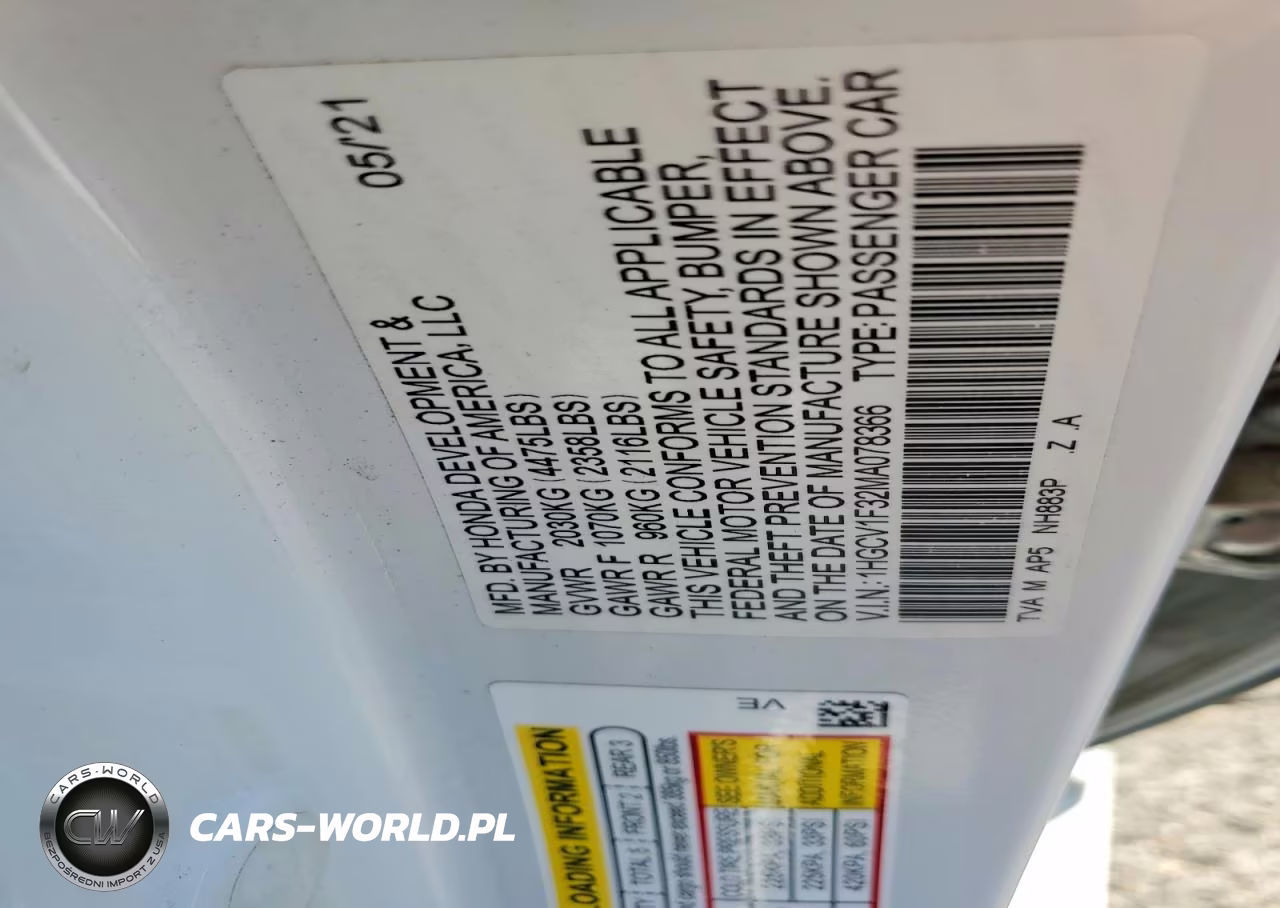 2021 Honda Accord Sport VIN:1HGCV1F32MA078366 - 13