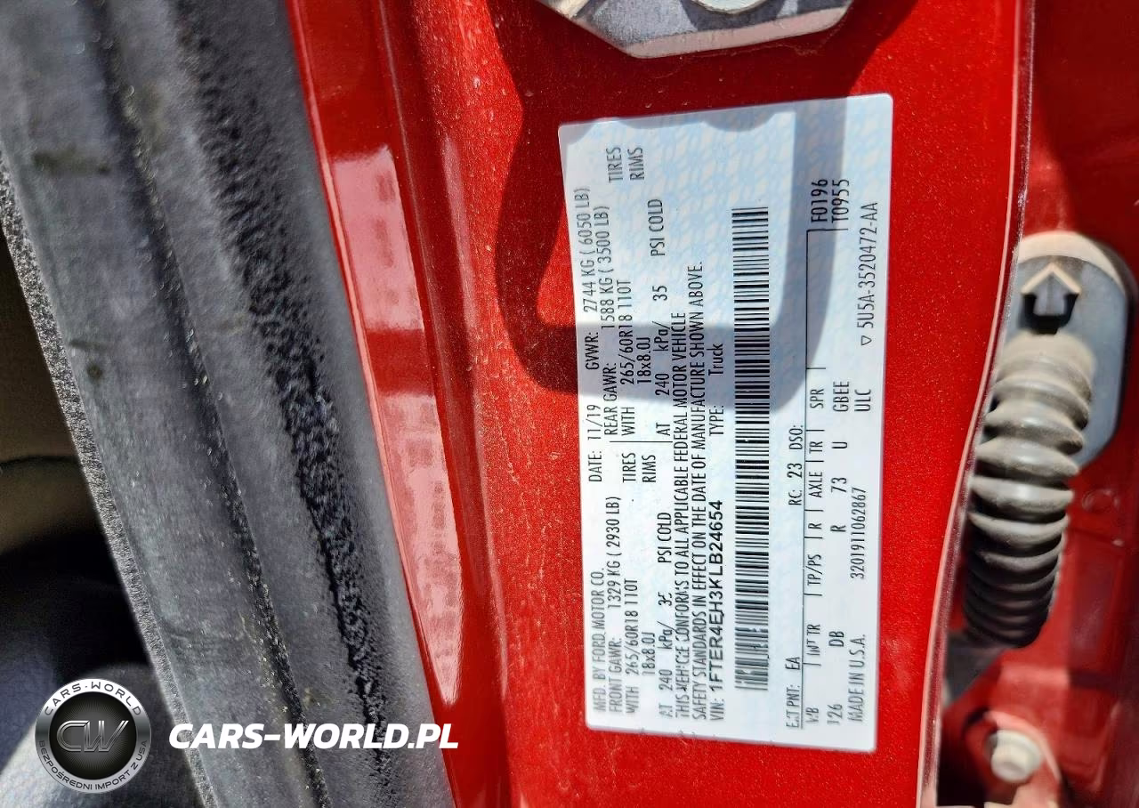 2019 Ford Ranger VIN:1FTER4EH3KLB24654 - 12