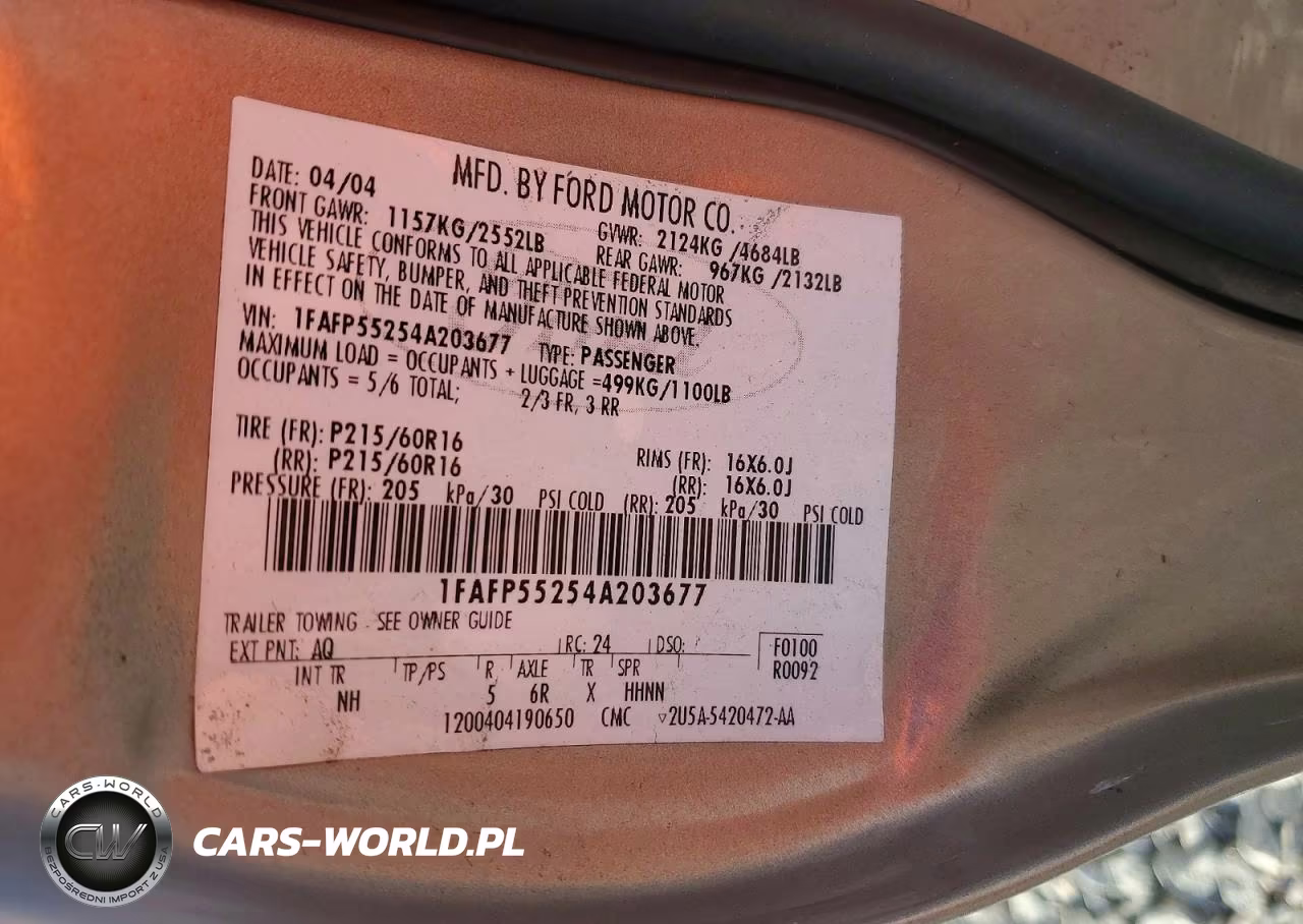 2004 Ford Taurus Ses VIN:1FAFP55254A203677 - 12