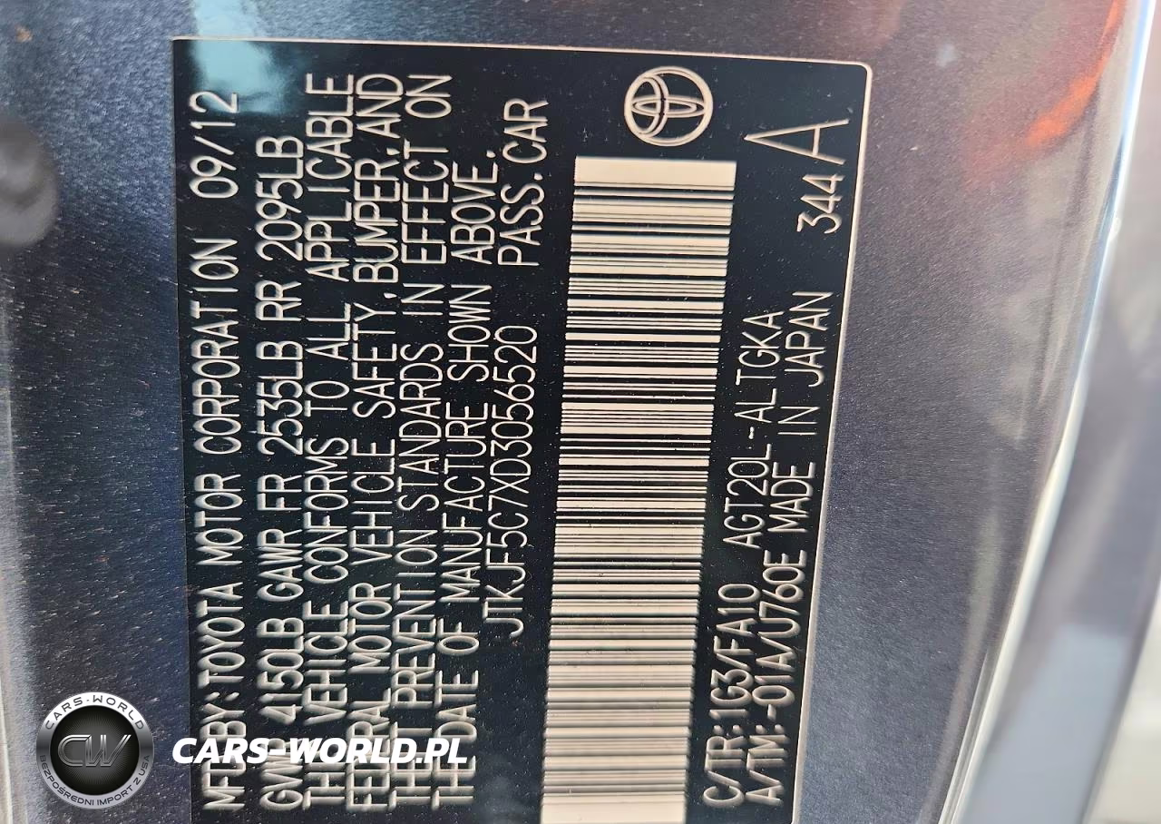 2013 Scion Tc Base VIN:JTKJF5C7XD3056520 - 13