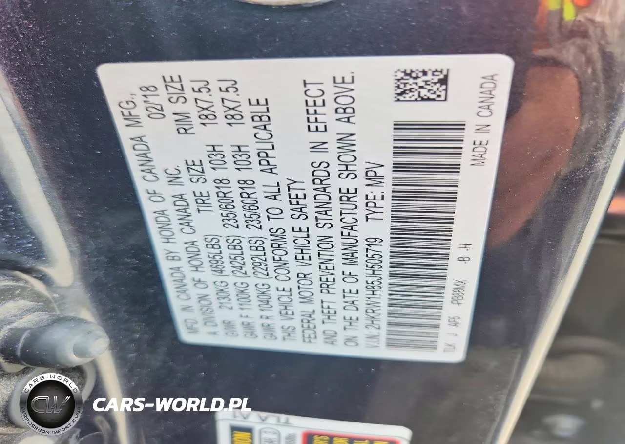 2018 Honda Cr-V Exl VIN:2HKRW1H85JH505719 - 13