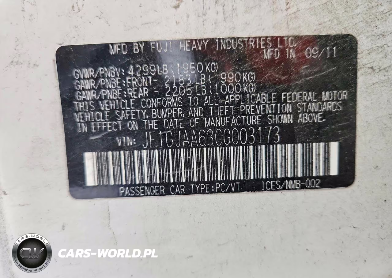 2012 Subaru Impreza VIN:JF1GJAA63CG003173 - 12