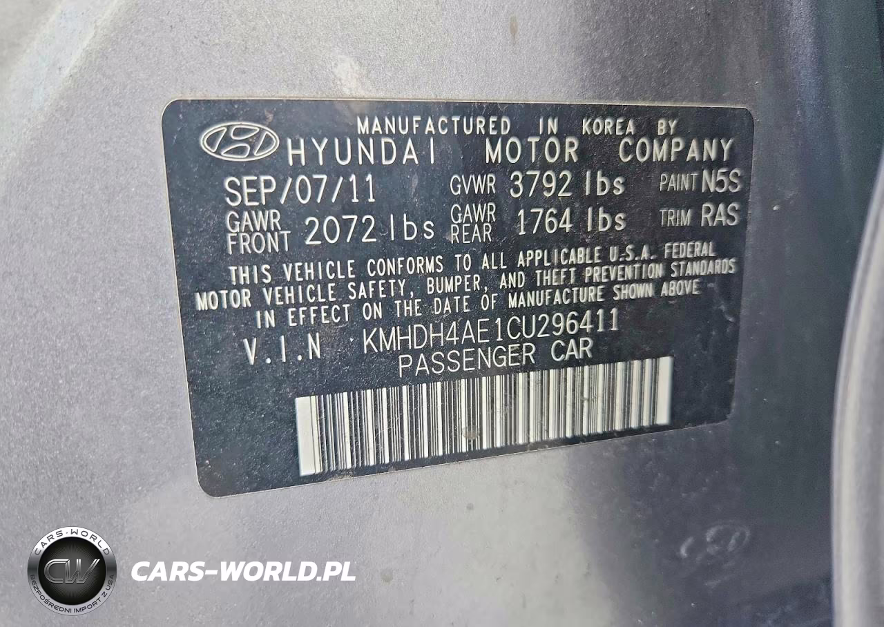 2012 Hyundai Elantra Limited VIN:KMHDH4AE1CU296411 - 12