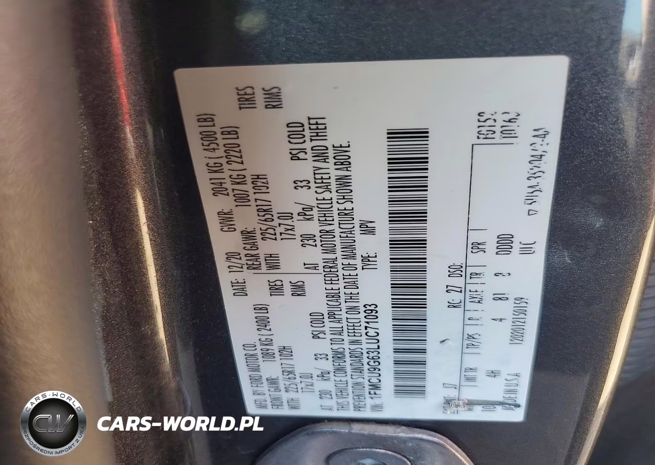 2020 Ford Escape Se VIN:1FMCU9G63LUC71093 - 13