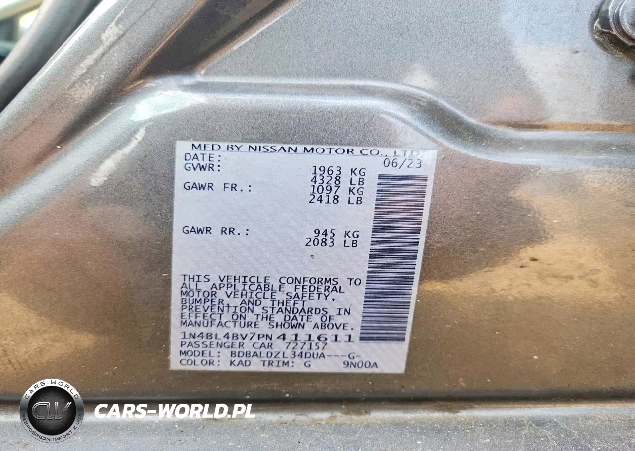 NISSAN ALTIMA S VIN:1N4BL4BV7PN411611 - 12