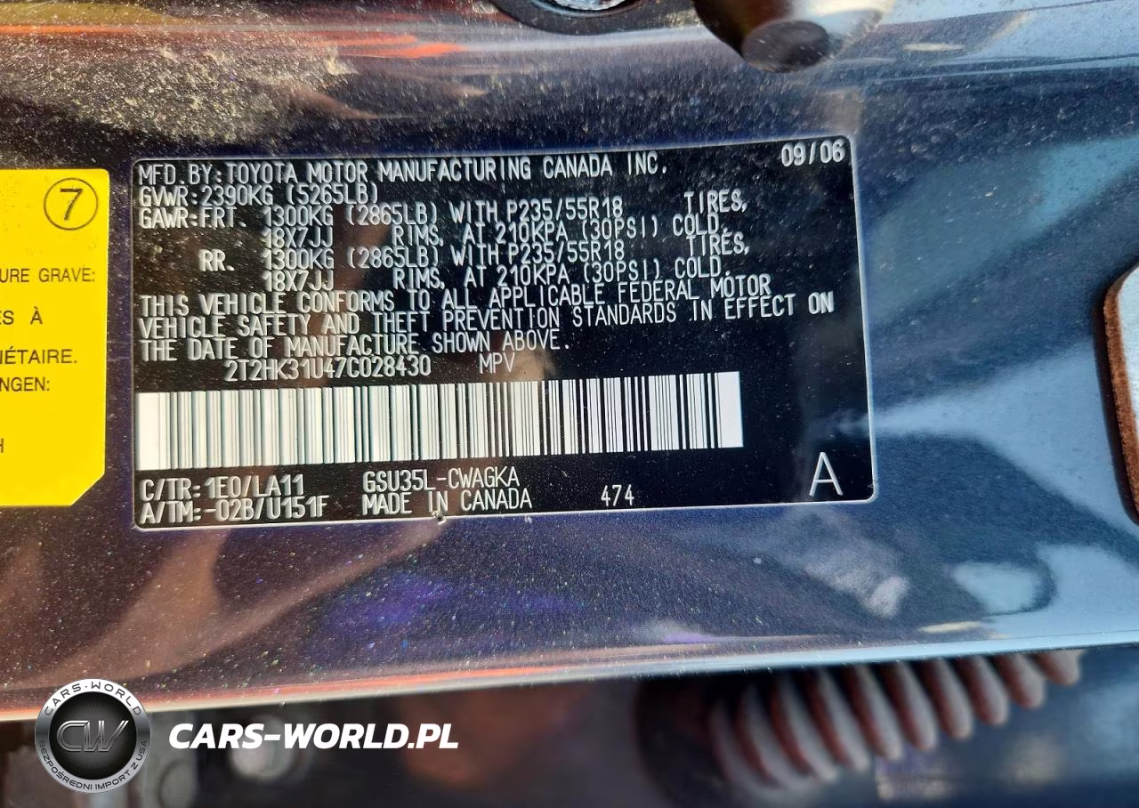 2007 Lexus Rx 350 VIN:2T2HK31U47C028430 - 13