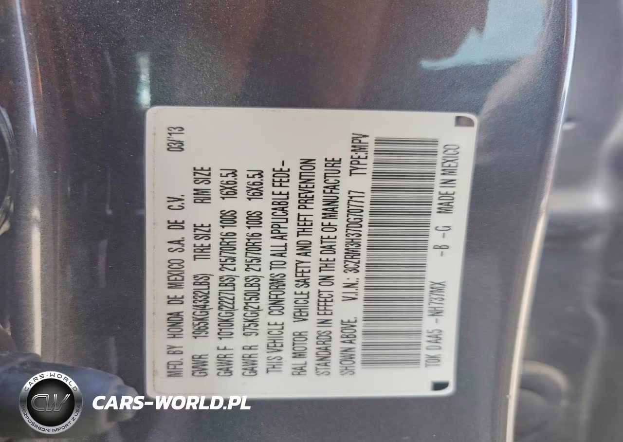 2013 Honda Cr-V Lx VIN:3CZRM3H37DG707717 - 12