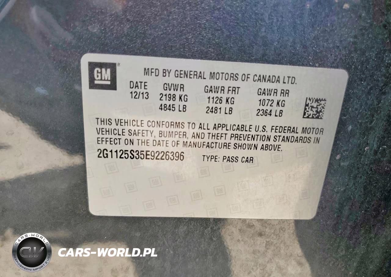 2014 Chevrolet Impala Lt VIN:2G1125S35E9226396 - 13