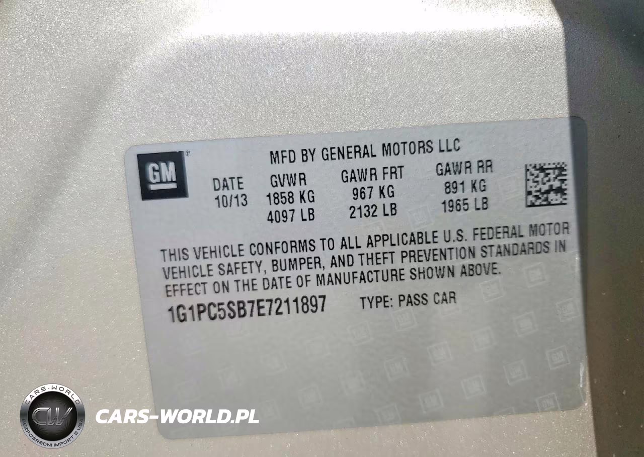 2014 Chevrolet Cruze Lt VIN:1G1PC5SB7E7211897 - 12
