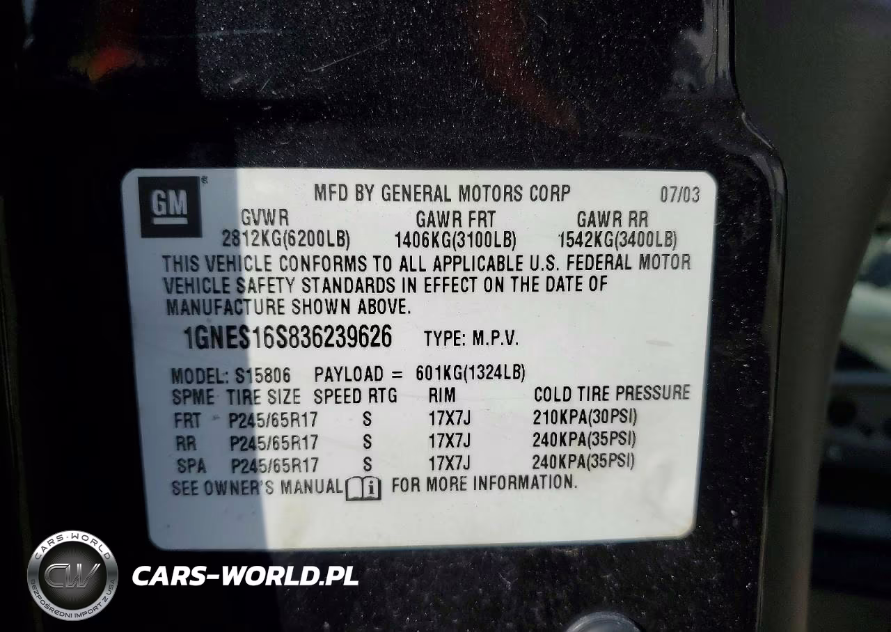 2003 Chevrolet Trailblazer Ext VIN:1GNES16S836239626 - 13
