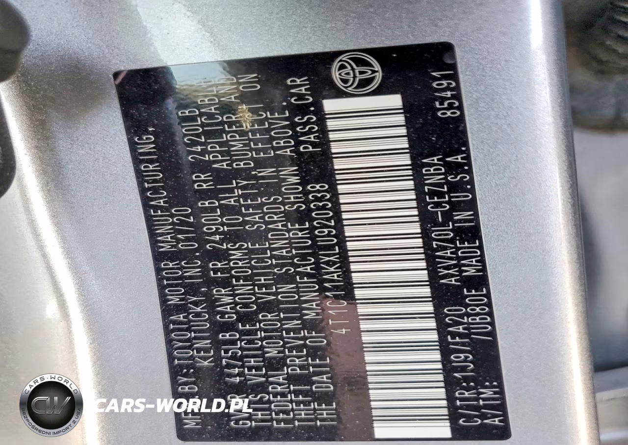 2020 Toyota Camry Le VIN:4T1C11AKXLU920338 - 12