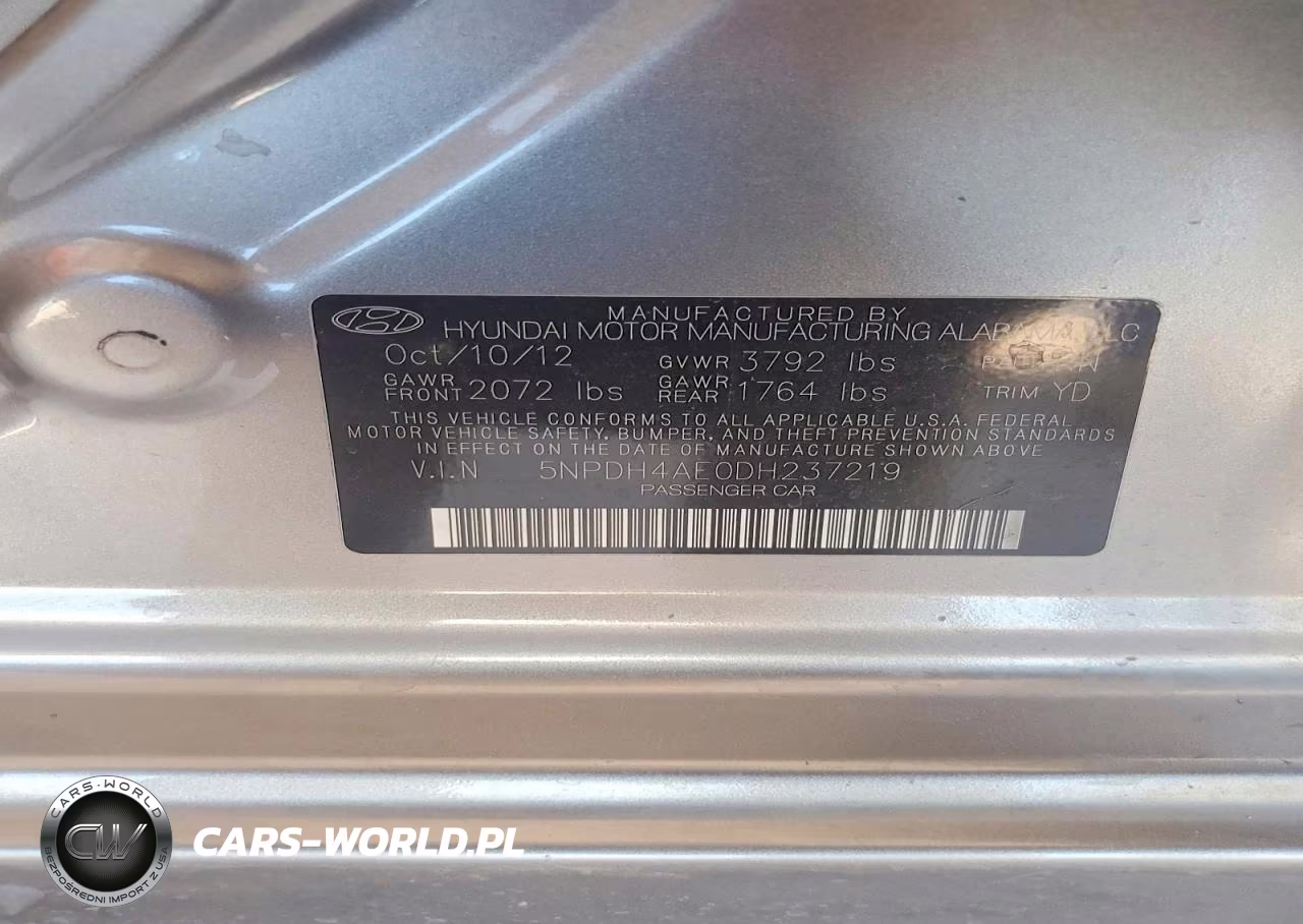 2013 Hyundai Elantra Gls VIN:5NPDH4AE0DH237219 - 13